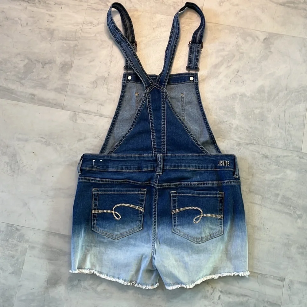 Justice Ombre Blue/White Shortalls Girl’s Sz 16 NWOT Fit Jr. Size 5